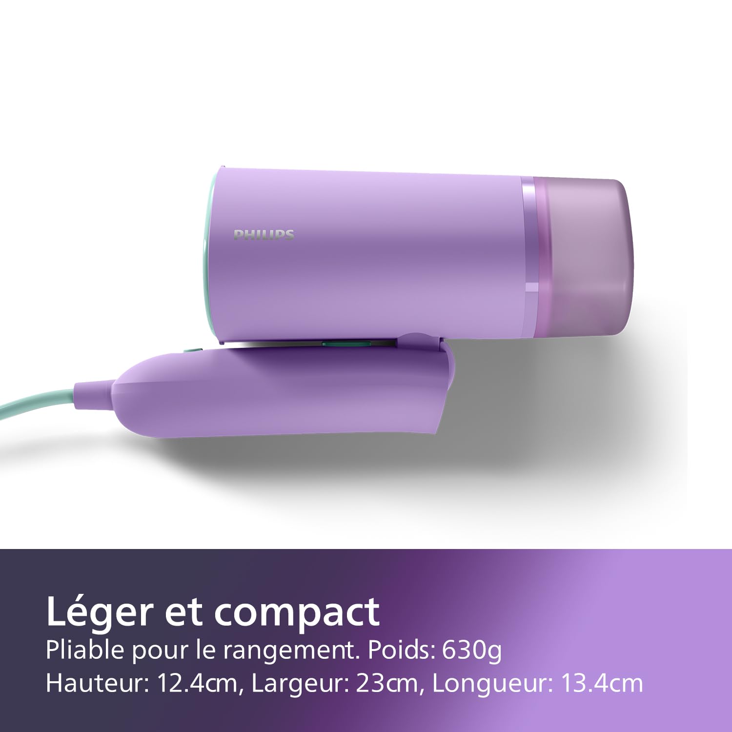 Lisse & go 3000 Series Garment Steamer - 1000W, 20 g/min Steam, Removable Water Tank 100 ml, Plastic Plate, Blue (STH3000/20)