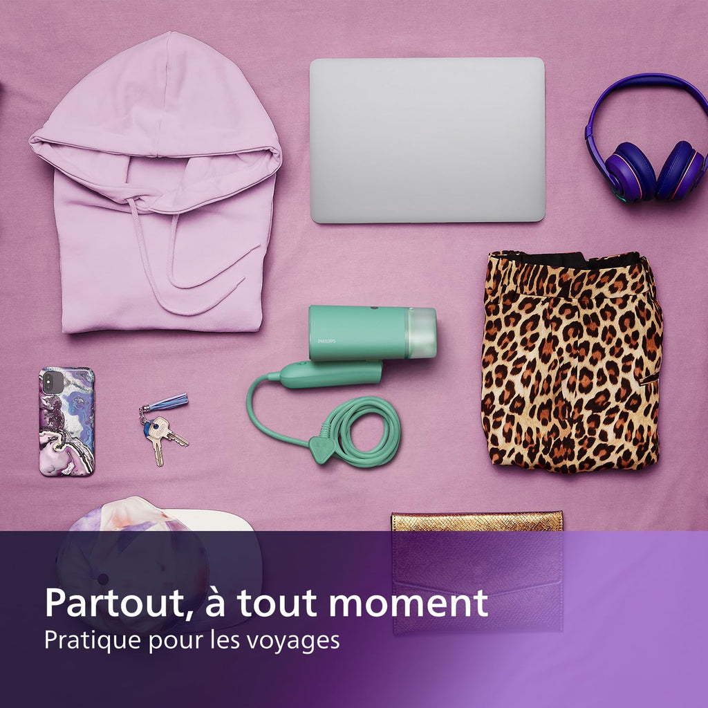 Lisse & go 3000 Series Garment Steamer - 1000W, 20 g/min Steam, Removable Water Tank 100 ml, Plastic Plate, Blue (STH3000/20)