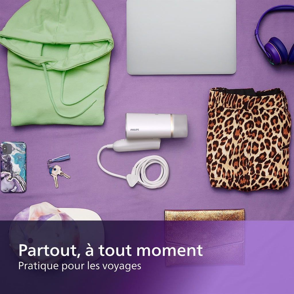 Lisse & go 3000 Series Garment Steamer - 1000W, 20 g/min Steam, Removable Water Tank 100 ml, Plastic Plate, Blue (STH3000/20)