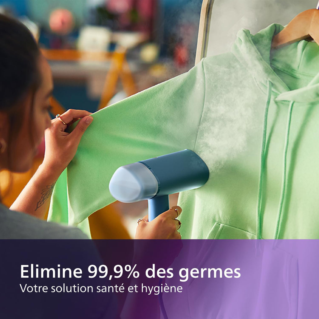 Lisse & go 3000 Series Garment Steamer - 1000W, 20 g/min Steam, Removable Water Tank 100 ml, Plastic Plate, Blue (STH3000/20)